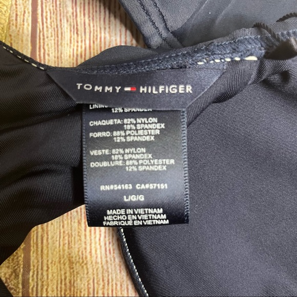 Tommy Hilfiger Sky Captain Ruched Cap Sleeve Bikini Swim Top Size Large - Picture 9 of 10